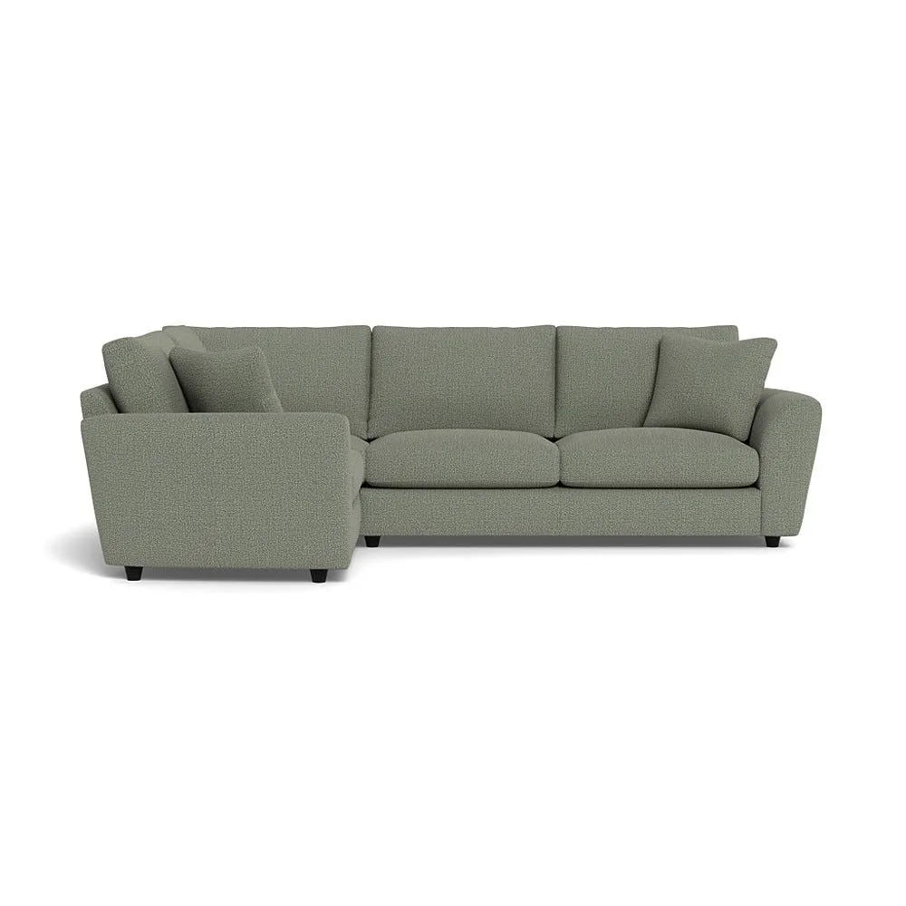 Heal's Snooze Left Hand Facing Corner Sofa Boucle Tweed Lapis Black Feet 1
