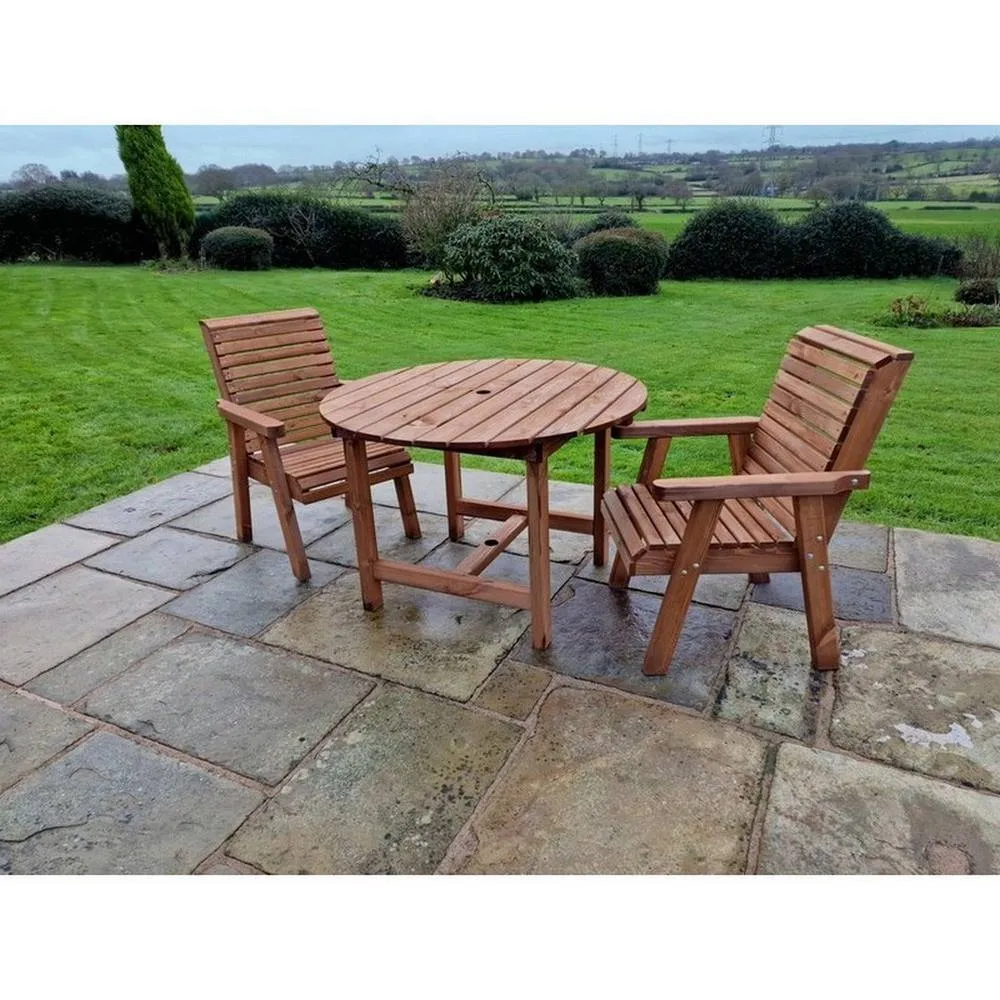 Churnet Valley Garden Furniture Ltd Valley Round Table Set - Min. Assembly Required - Set of Cushions Inc in Brown 4