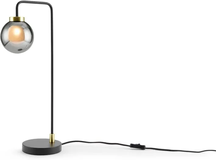 Jonas Table Lamp, Black, Brass and Smoked Glass