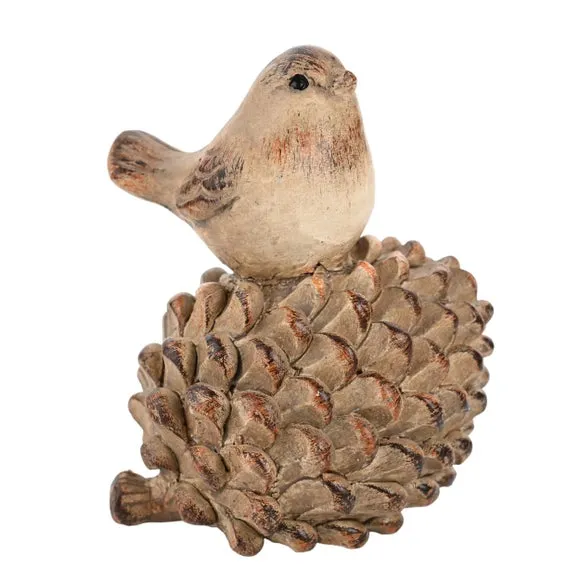 Country Living Wood Effect Bird on a Pinecone Ornament
