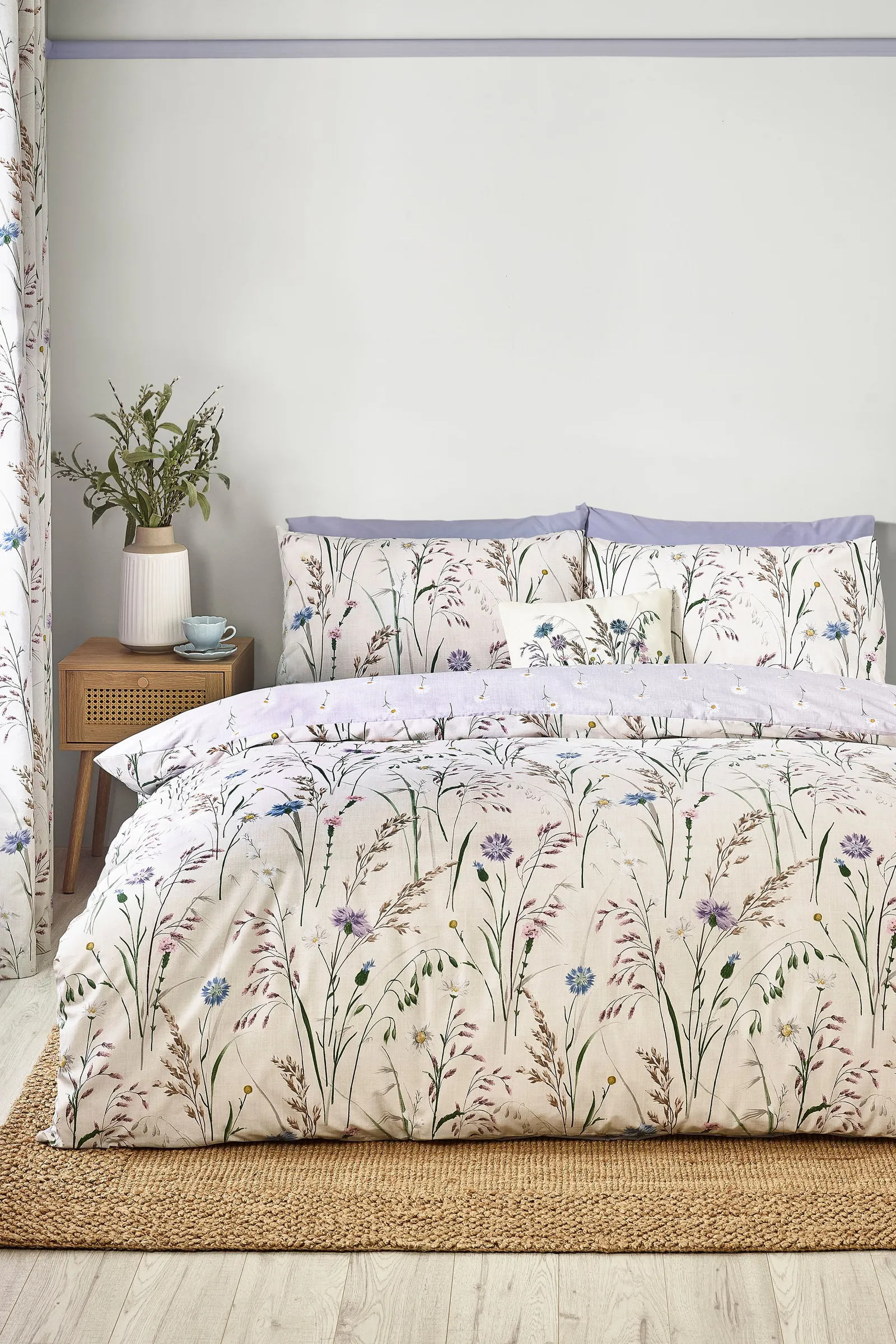 Catherine Lansfield 'Grasmere Floral' Reversible Duvet Cover Set in Lilac