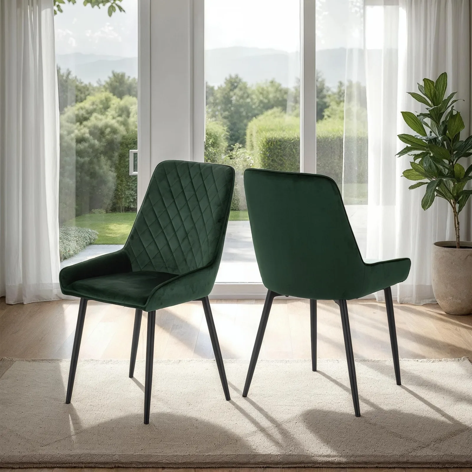 Seconique Athens Rectangular Concrete Effect Dining Set with Avery Chairs in Green 6