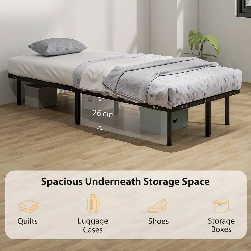 HOMCOM 3ft Single Bed Frame, Metal Platform Bed Frame with 2 x 14 Wood Slats in Black 6