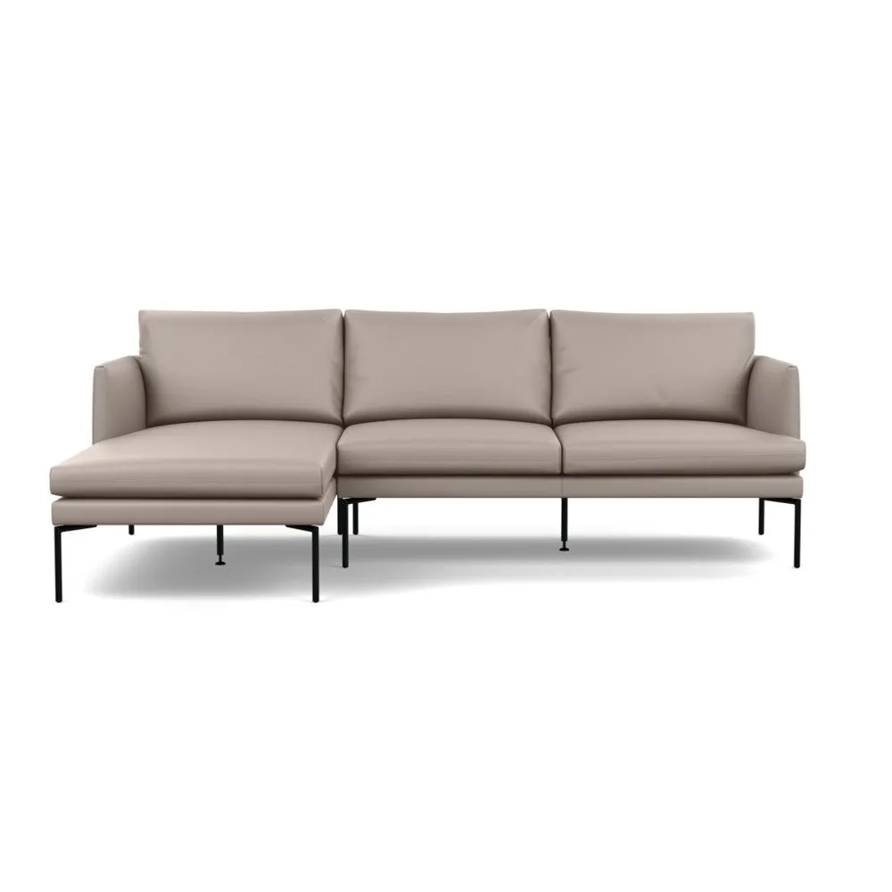Heal's Matera Left Hand Facing Chaise Sofa Grain Leather Light Grey 060 Black Feet 1