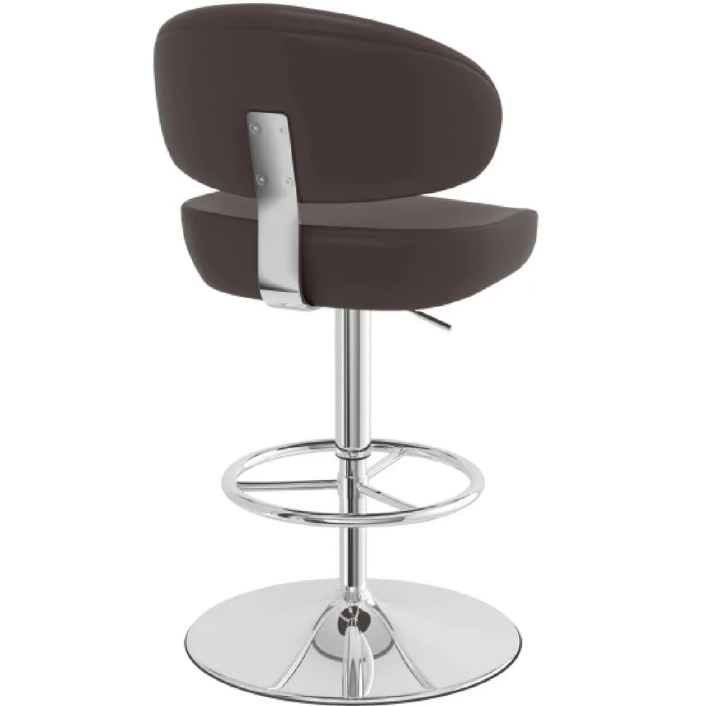 netfurniture Jamaica Height Adjustable Bar Stool Brown Faux Leather Padded Seat 5
