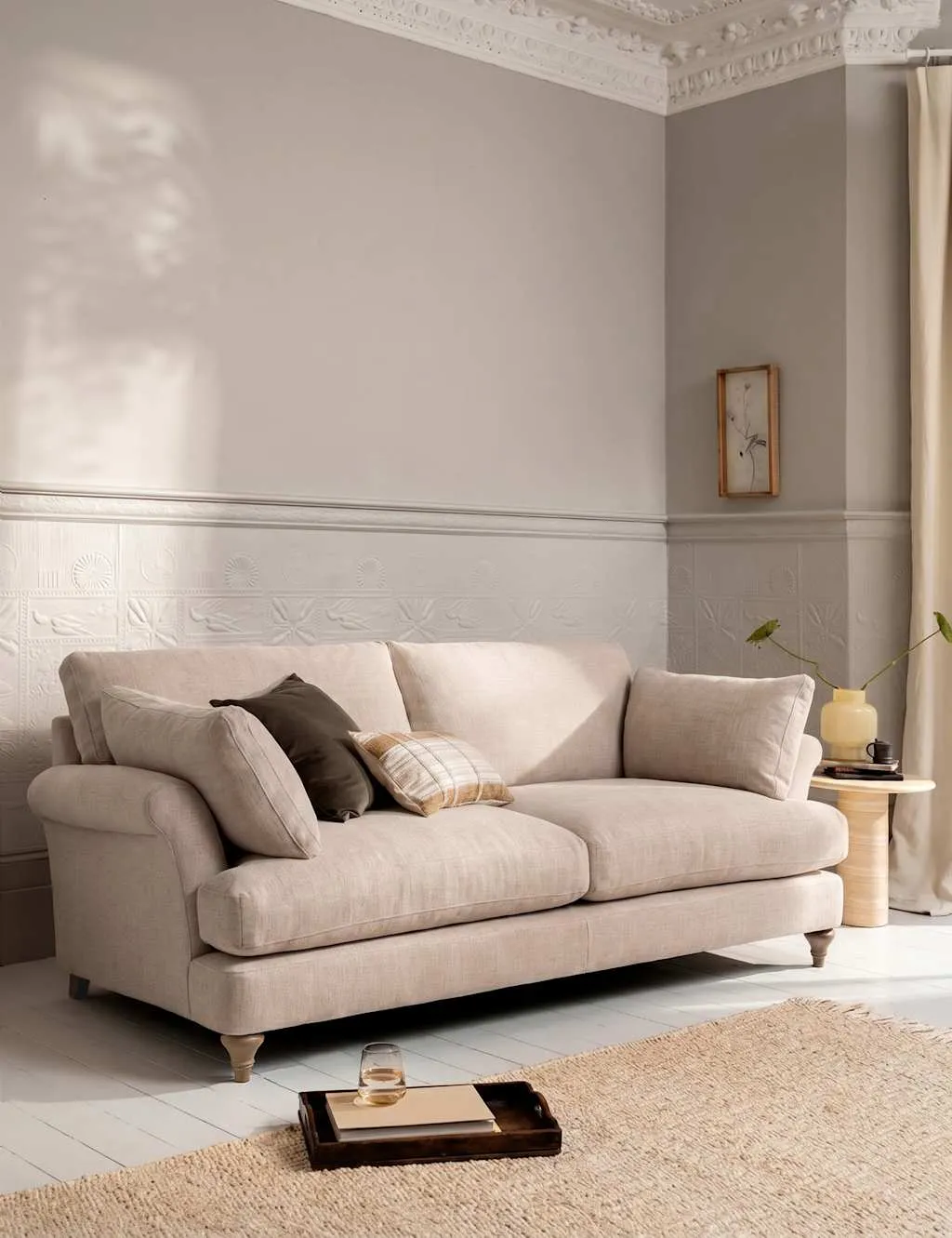 BARKER AND STONEHOUSE Isla Fabric Extra Large 3 Seater Sofa Cream