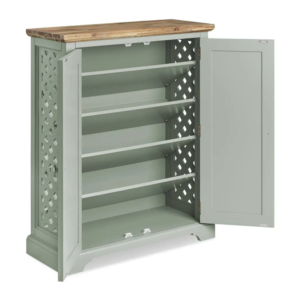 Statement Furniture Florence Shoe Storage Cabinet Wooden Shoe Rack in Light Green 4