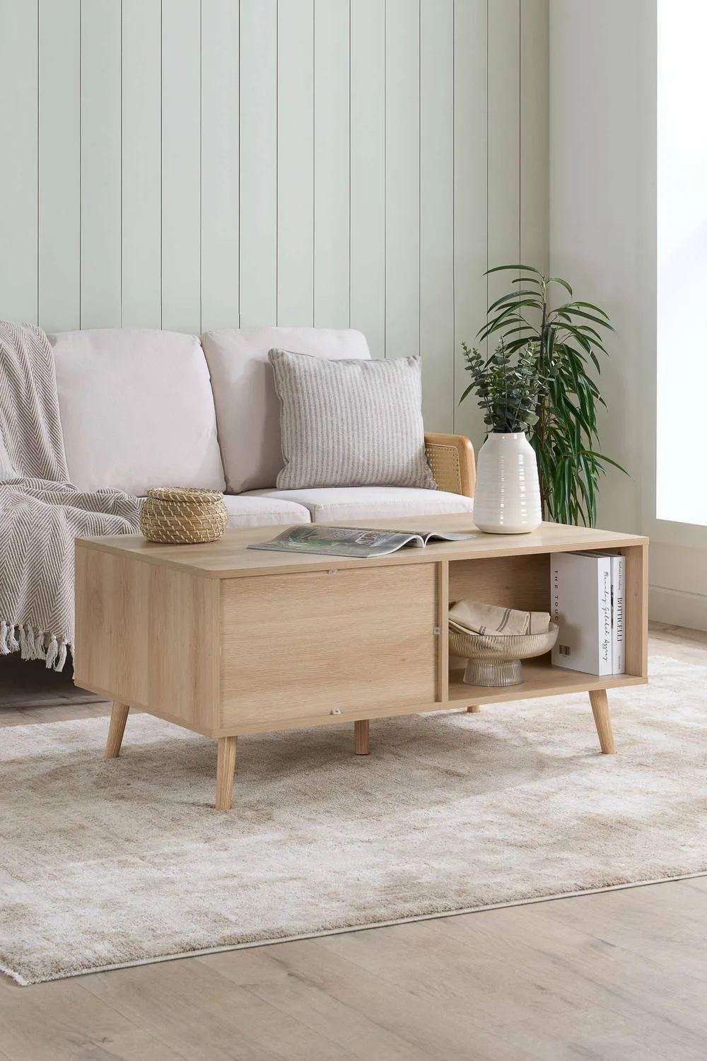 Birlea Herringford 1 Drawer Coffee Table with storage Oak Parquet Design in Brown 2