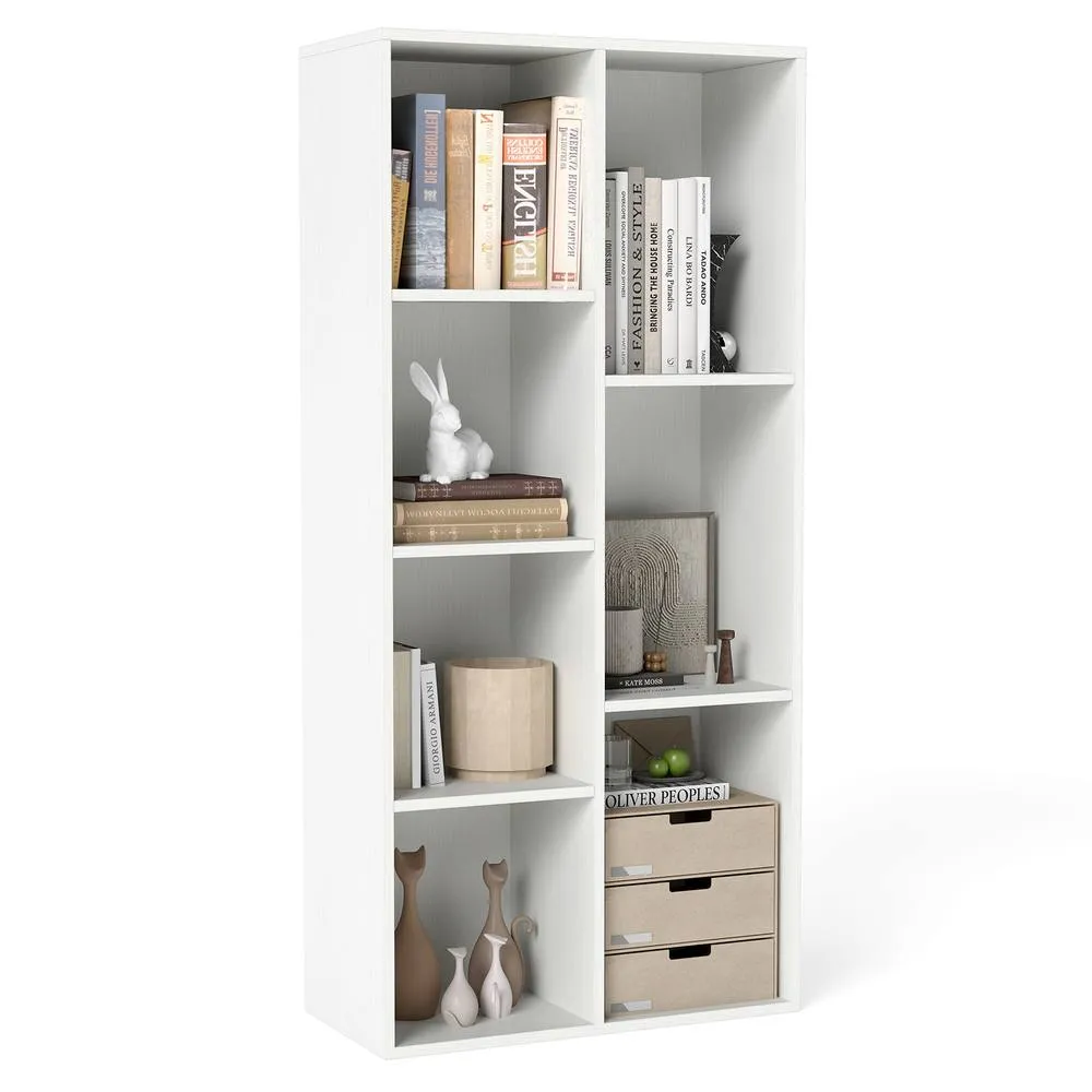 Costway 7-Cube Wooden Bookcase Industrial Display Bookshelf Open Storage Unit in White 3