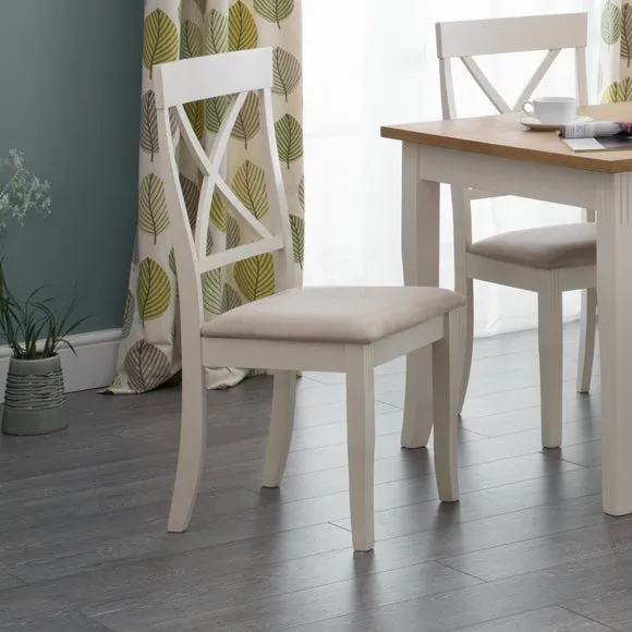 Return - Davenport Set of 2 Dining Chairs, Faux Leather Ivory Seat Pad 2