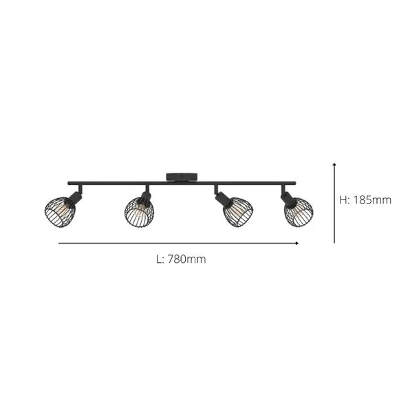 EGLO Sonnino Industrial 4 Light Adjustable Semi Flush Spotlight Bar 4
