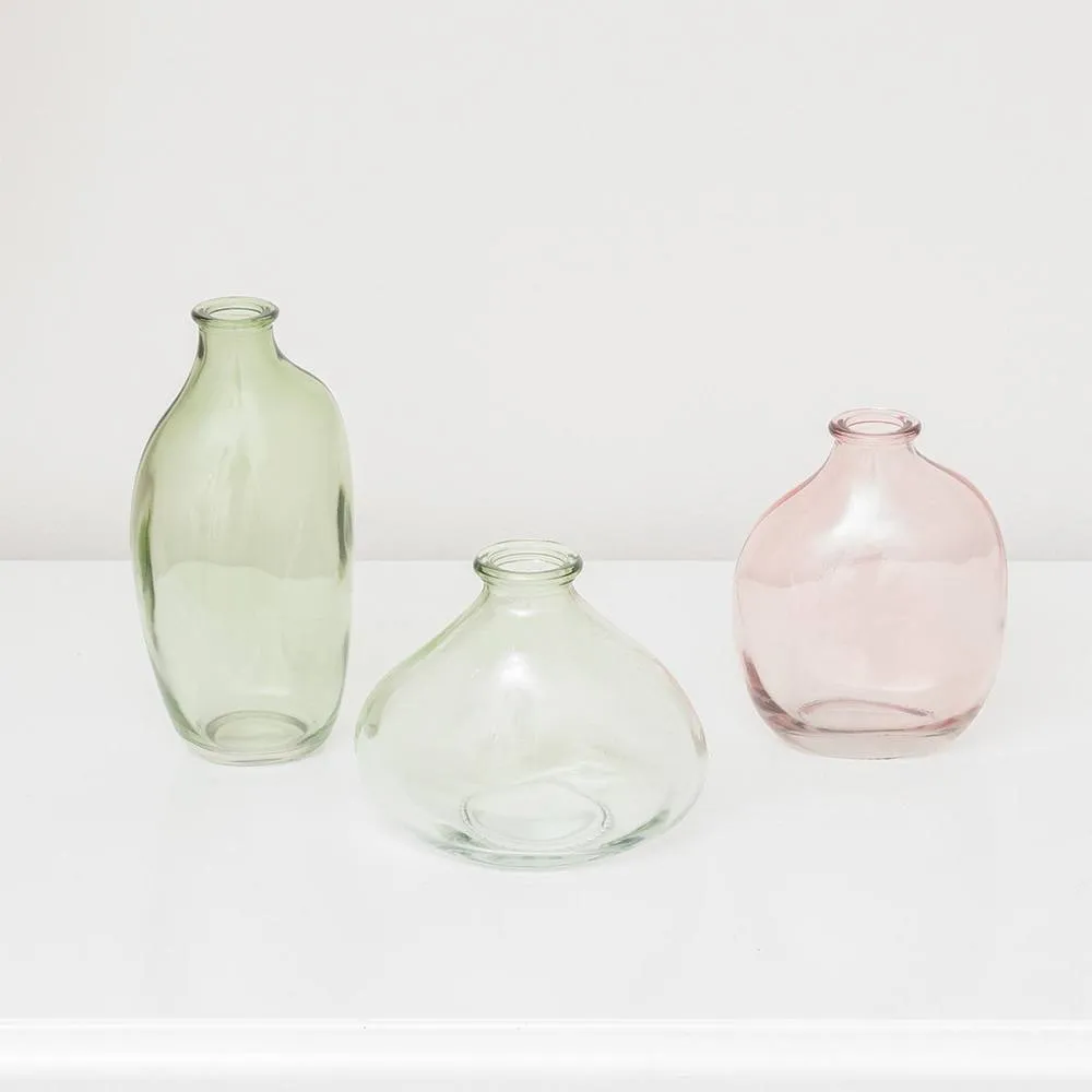 Melody Maison Set Of 3 Green & Pink Glass Vases 2
