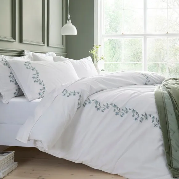Birtley Embroidered 100% Cotton Duvet Cover & Pillowcase Set 6