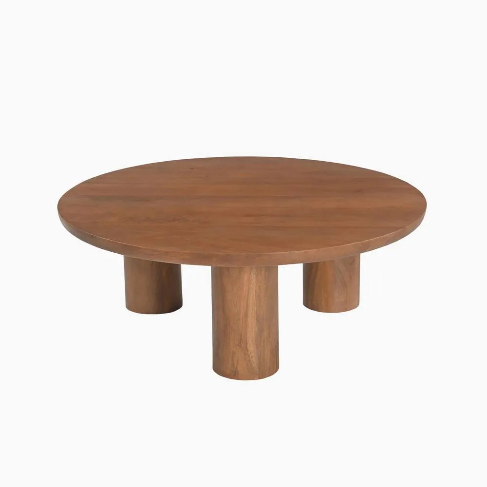 FurnitureboxUK Teton Round Wood 3 Leg Coffee Table in Walnut 3