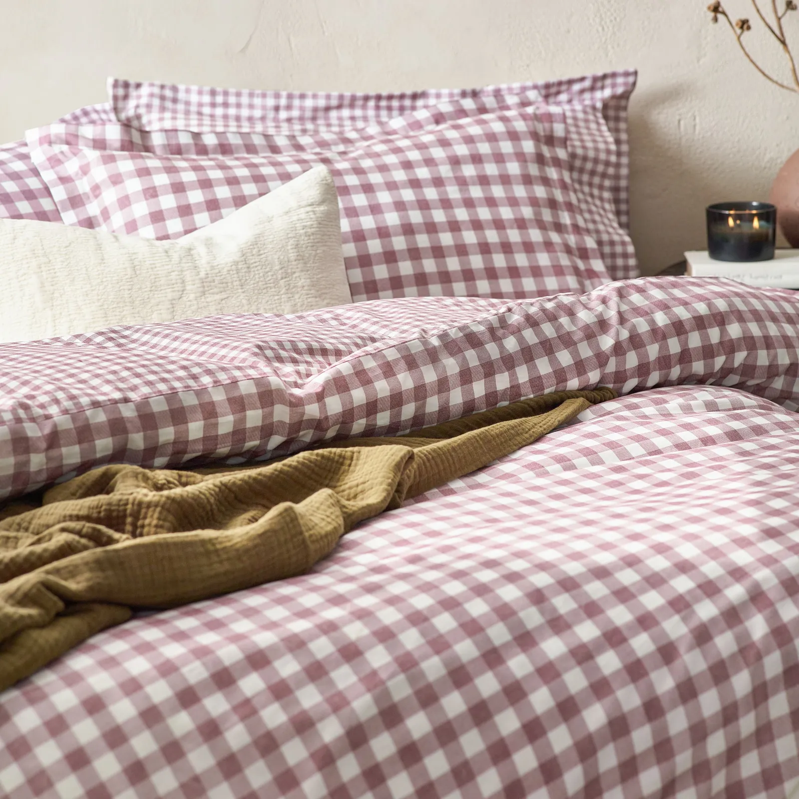 Yard Barton Gingham Check Reversible Duvet Cover Set in Purple 2