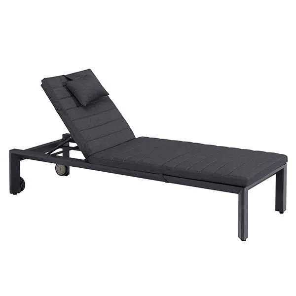 Maine Garden Sun Lounger With Quick Dry Charcoal Fabric Cushioning