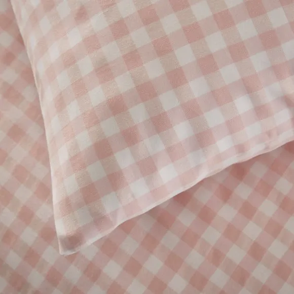Portloe Woven Gingham 100% Cotton Duvet Cover & Pillowcase Set 5