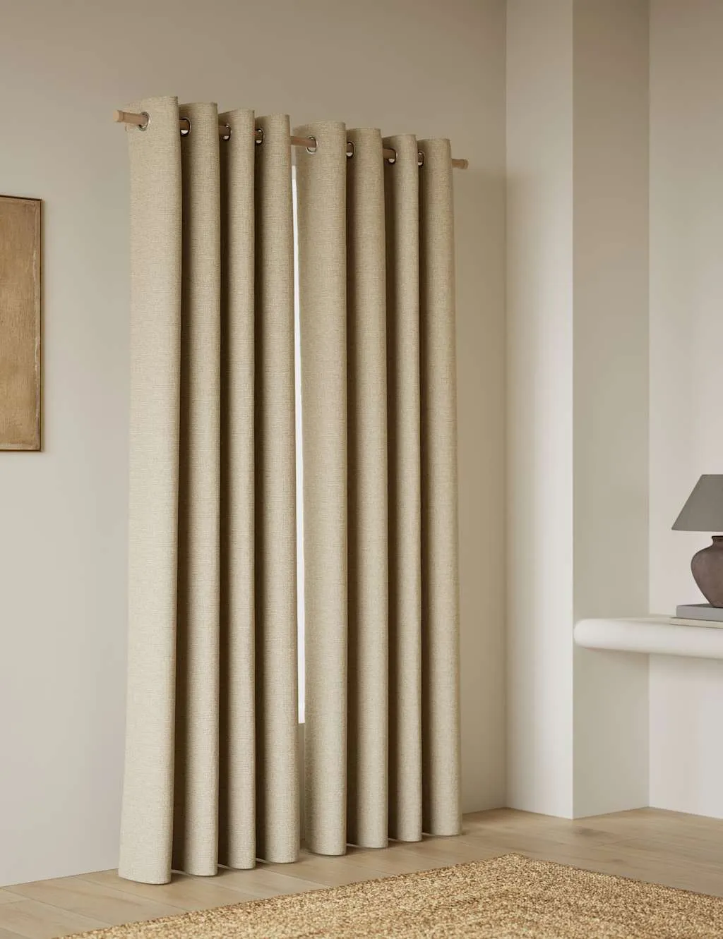 M&S Basketweave Eyelet Curtains Cream