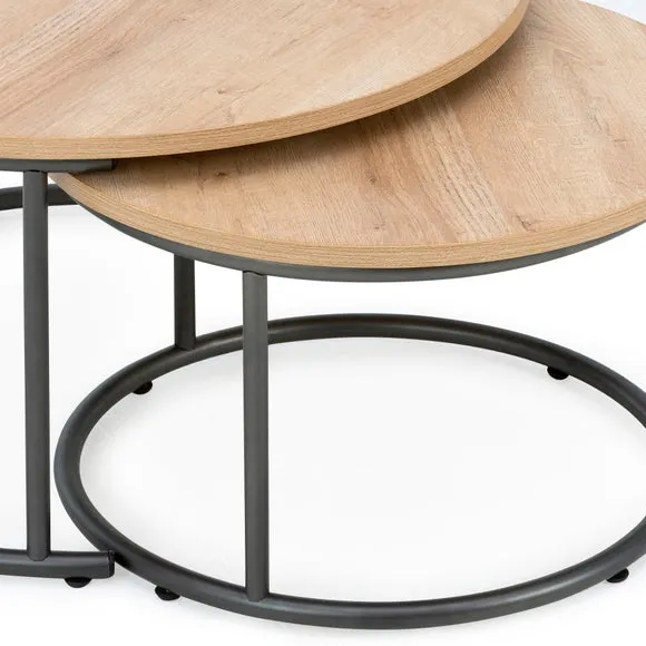 Fulton Coffee Nest of Tables, Oak Effect 5