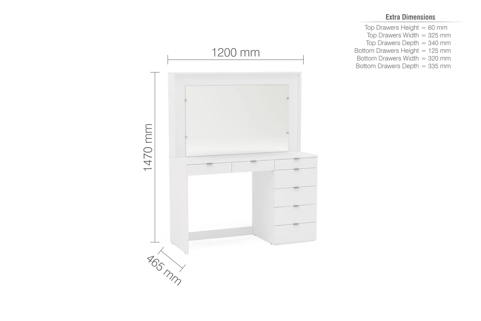 Birlea 7 Drawer Dressing Table White 3