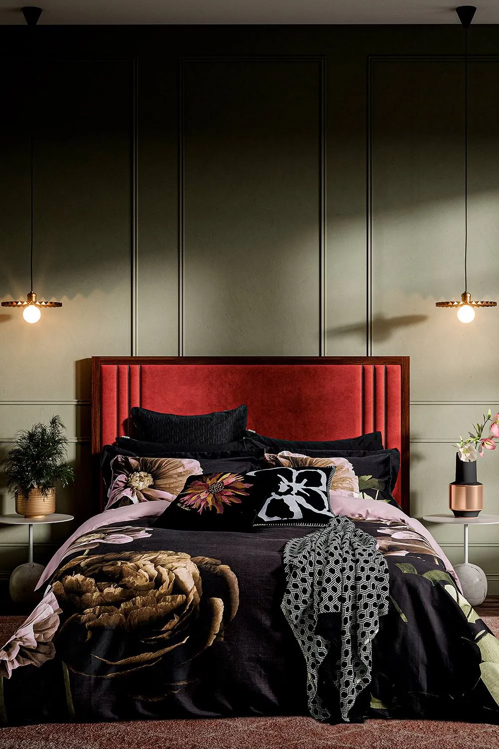 Ted Baker 'Paper Floral' Cotton Sateen Duvet Cover Set in Black