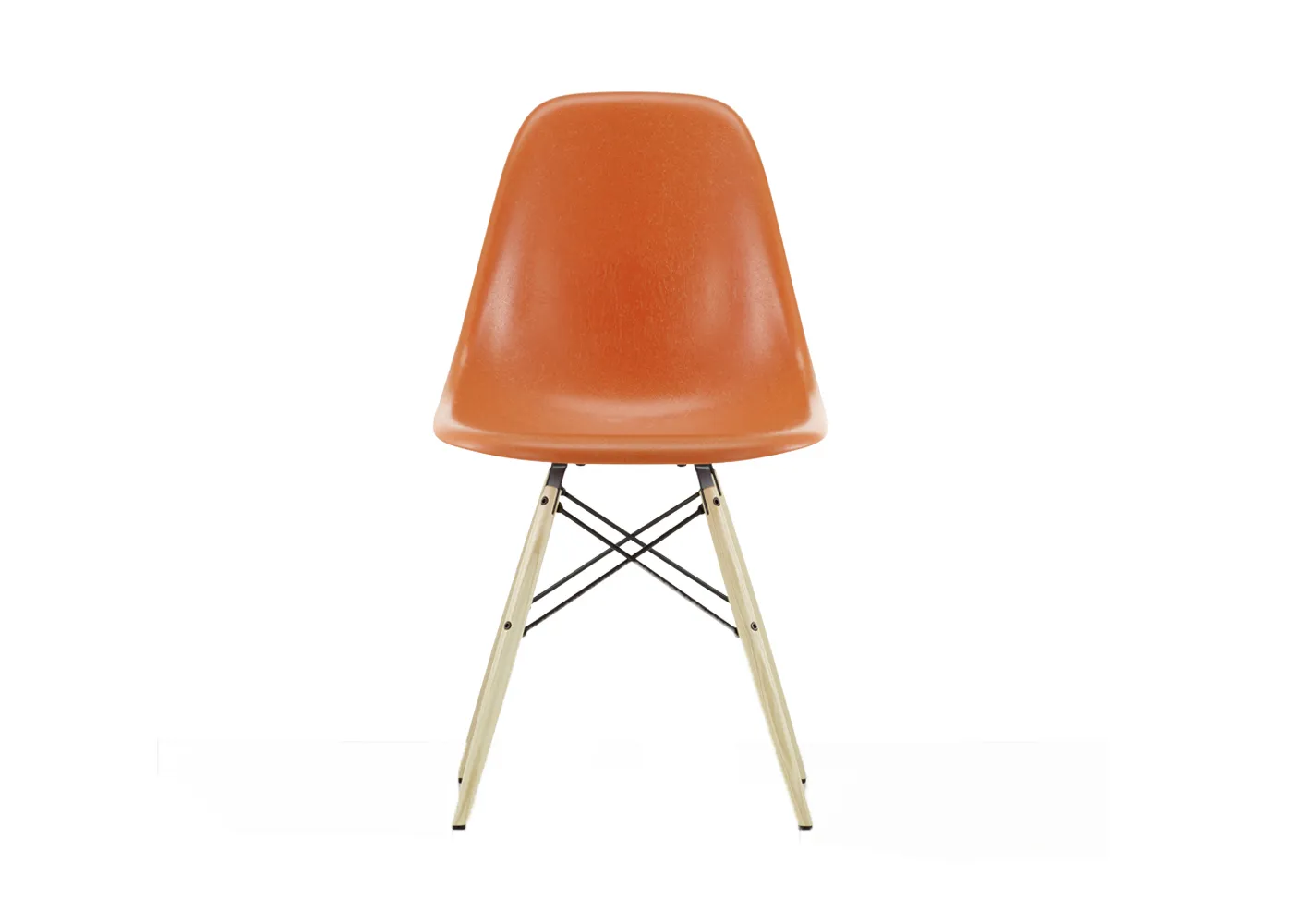 Vitra Eames Fibreglass Chair DSW Eames Red Orange 65 Ash Honey Tone 05 Glides