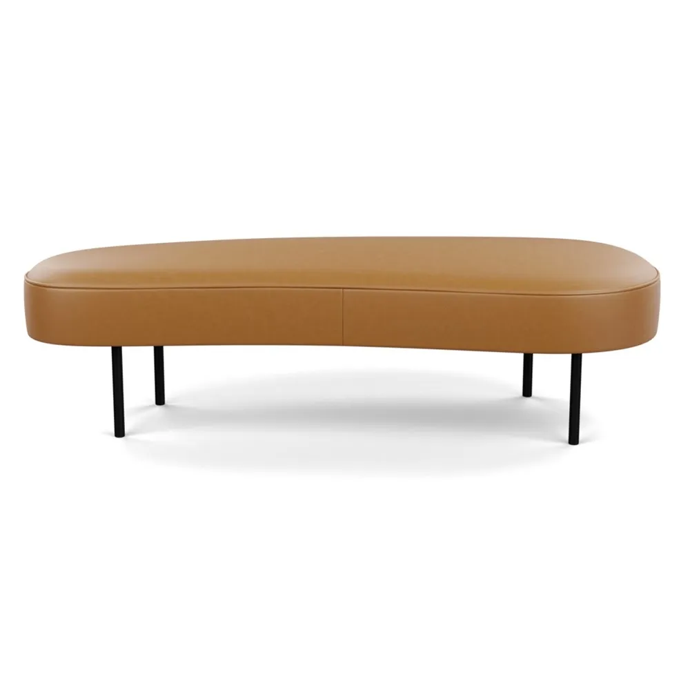 Heal's Isola Large Ottoman Daino leather Parchment Black Feet