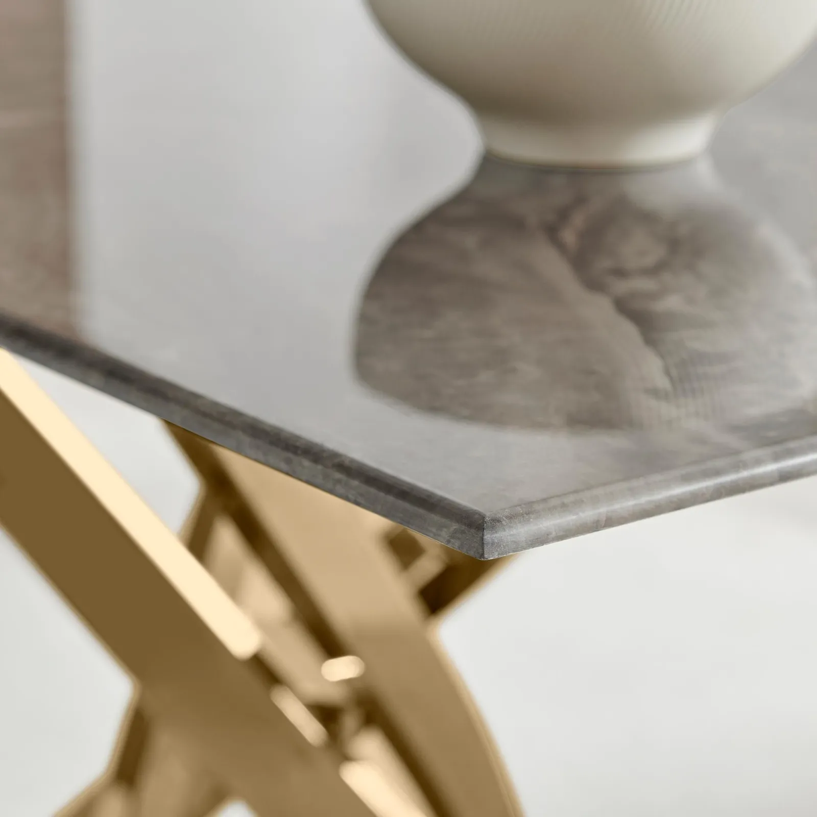 FurnitureboxUK Leonardo 4-Seater Dining Table With Marble Effect Glass Top & Gold Metal Legs in Dark Brown 4