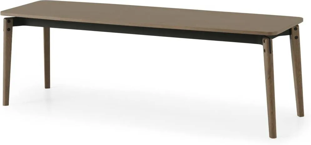 Mellor Dining Bench, Dark Stained Oak & Textured Charcoal