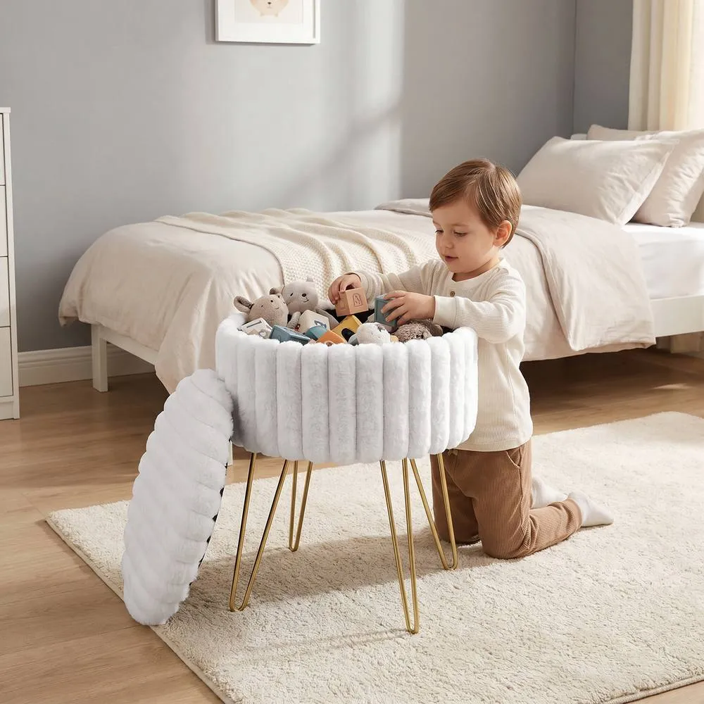 GAVENO CAVAILIA Ribbed Hairpin Storage Stool in White 3
