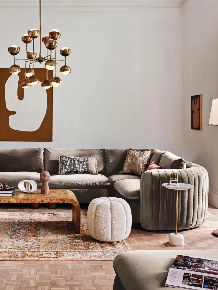 Vivienne Modular Corner Sofa, Velvet, Taupe