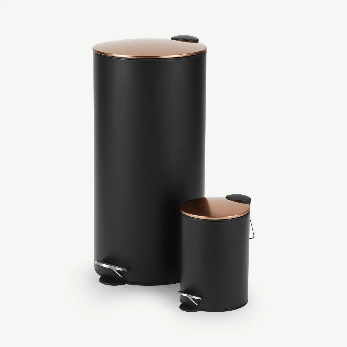 Cross Flat Top 27L & 3L Pedal Bin, Black & Copper