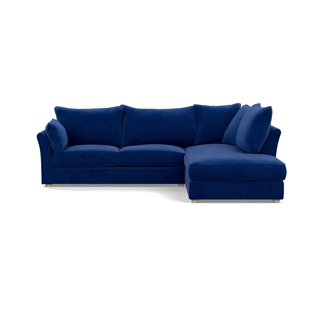 Heal's Tailor Right Hand Facing Corner Sofa Smart Luxe Velvet Azure Natural Feet 1