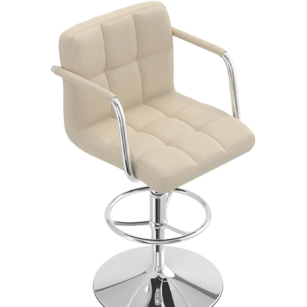 netfurniture Zazy Cream Padded Arm Bar Stool - Adjustable Cream Seat 6