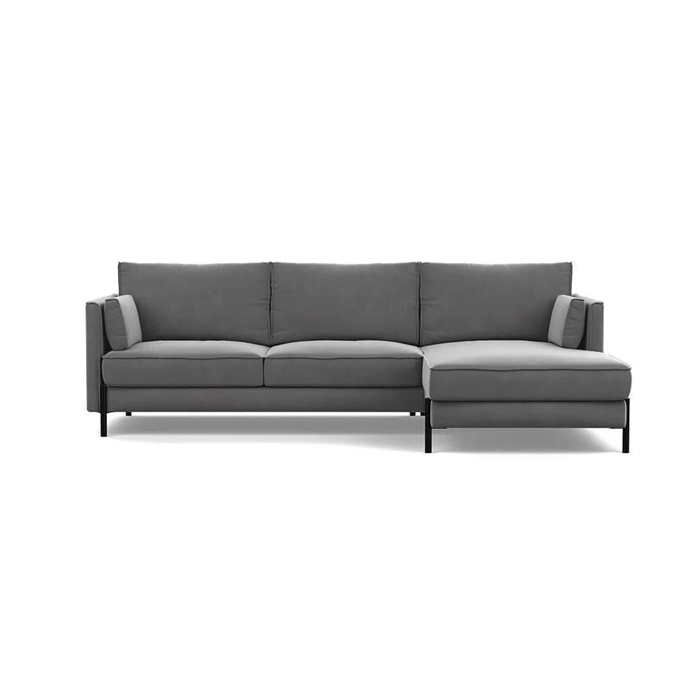 Heal's Tortona Right Hand Facing 4 Seater Corner Chaise Smart Velvet Mercury Black Feet 1