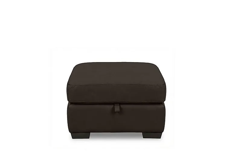 Saffron Leather Storage Footstool - Dark Chocolate