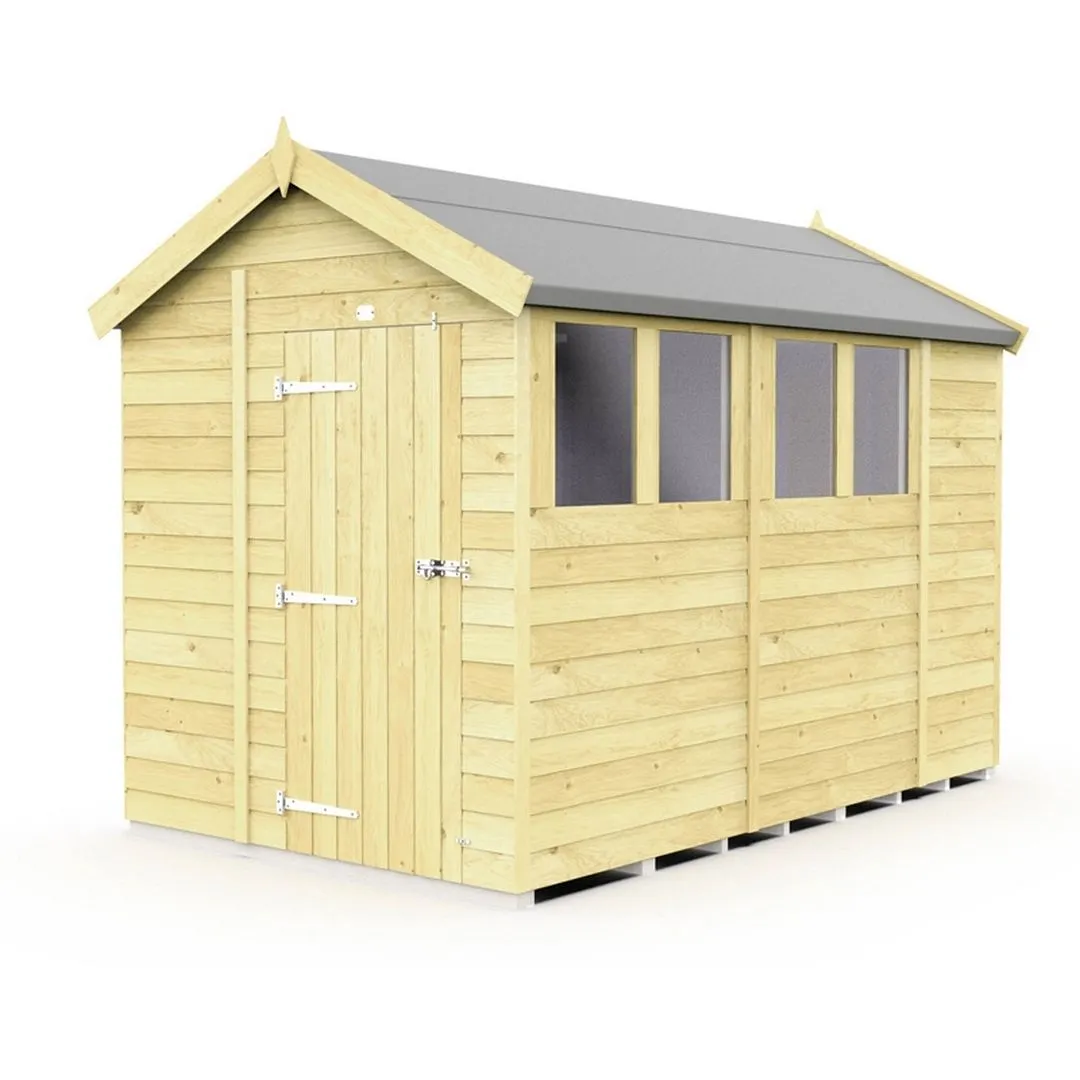Buttercup Farm 6 x 10 Feet Apex Shed - Single Door W/ Windows - L302 x W175 x H217 cm in Brown