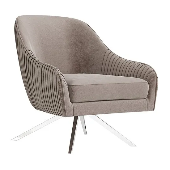 Bianca Velvet Fabric Swivel Lounge Chair In Mink