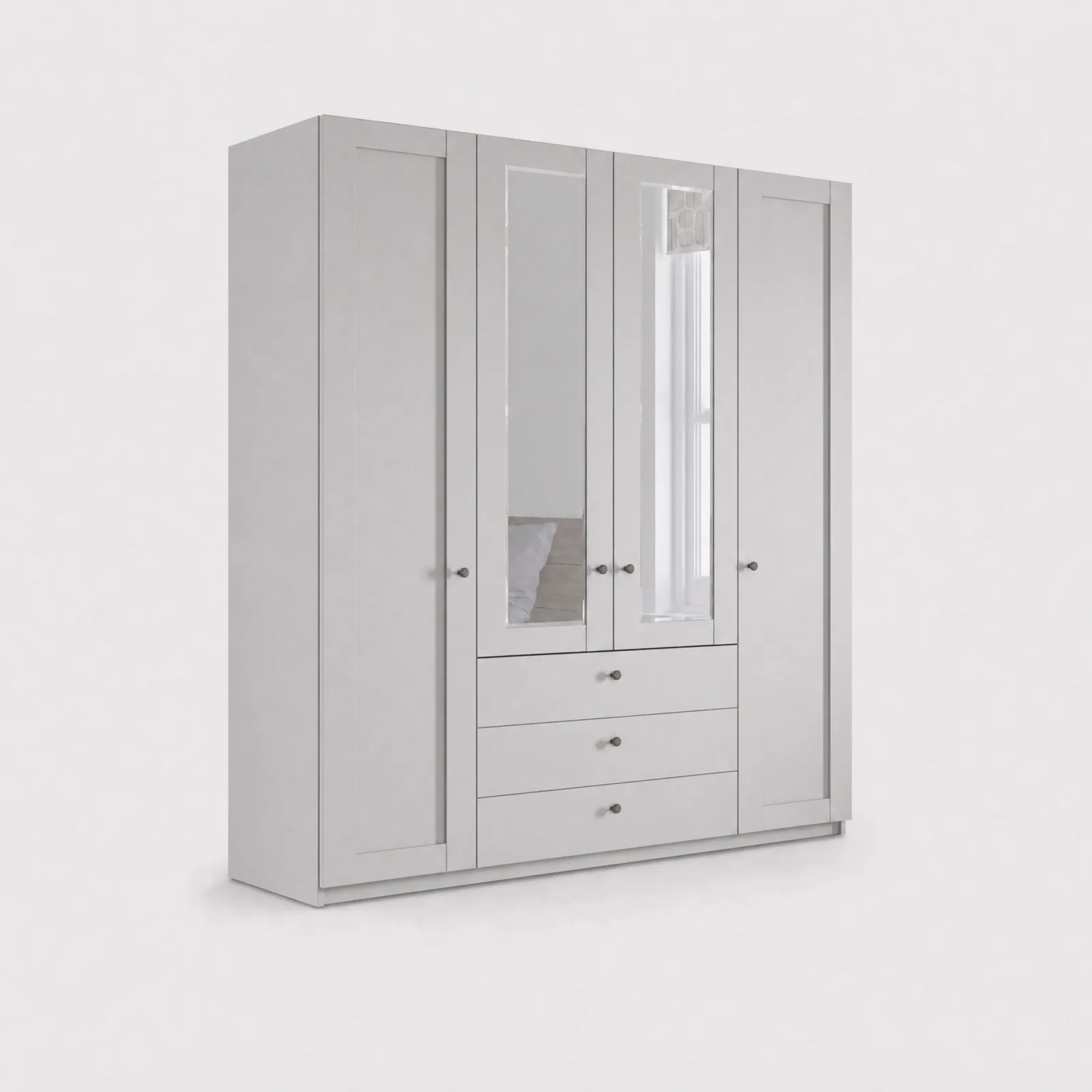 Varese 4 Door 3 Drawer Hinged Wardrobe 200Cm, Grey | Barker & Stonehouse 1