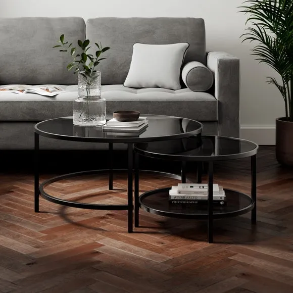 Sofia Glass Coffee Nest of Tables 1