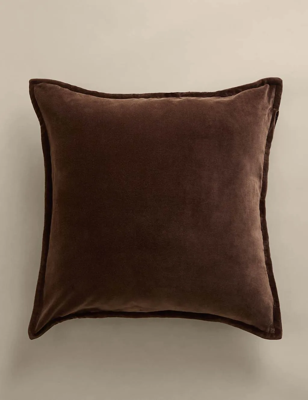 M&S Pure Cotton Velvet Cushion Chocolate