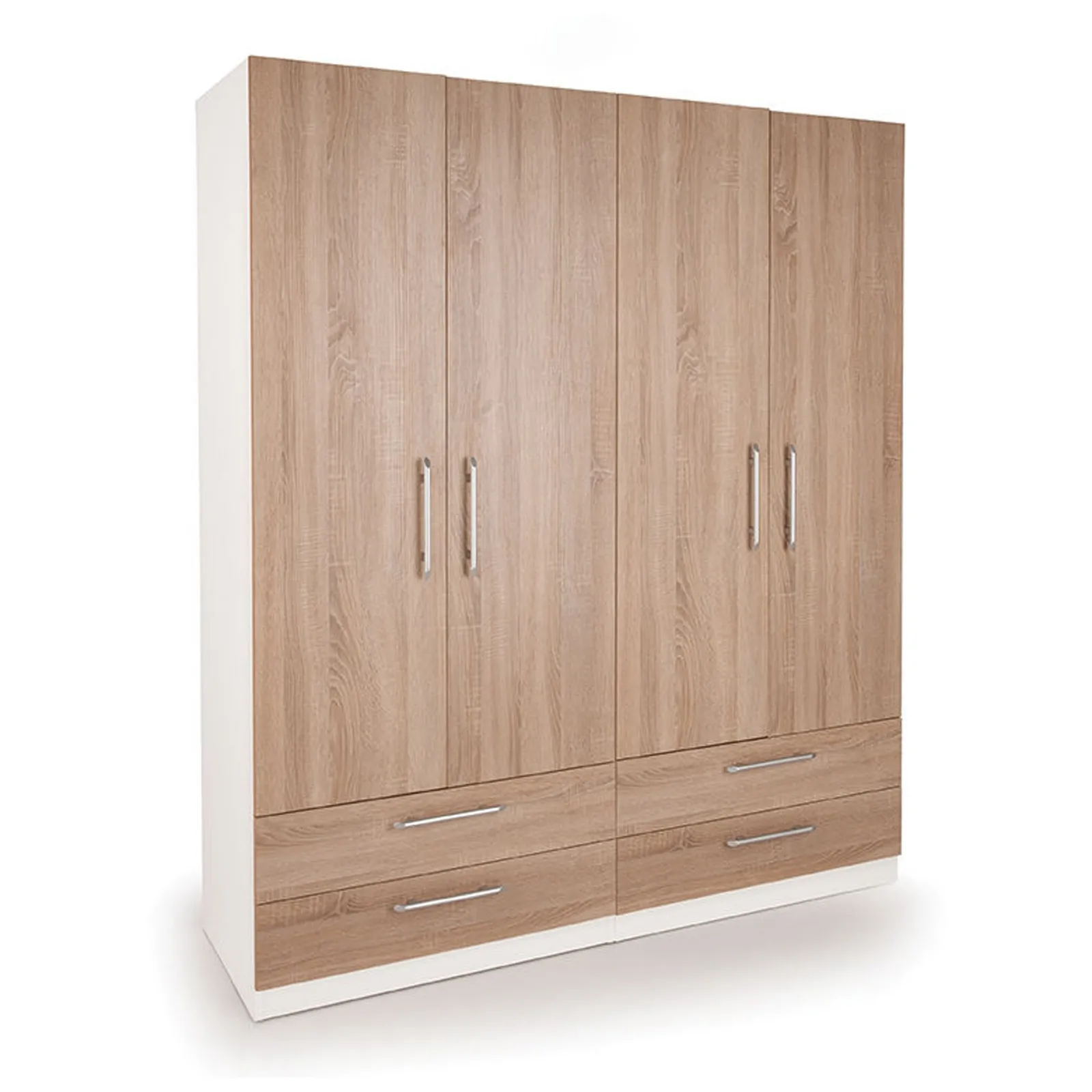 Euston 4 Door 4 Drawer Wardrobe White and Natural