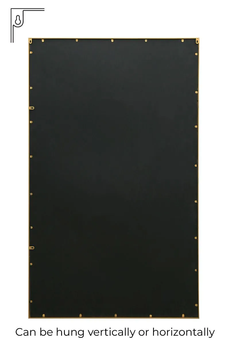MirrorOutlet Gold Contemporary Wall & Leaner Garden Mirror 71"x 43" 180x110cm 5