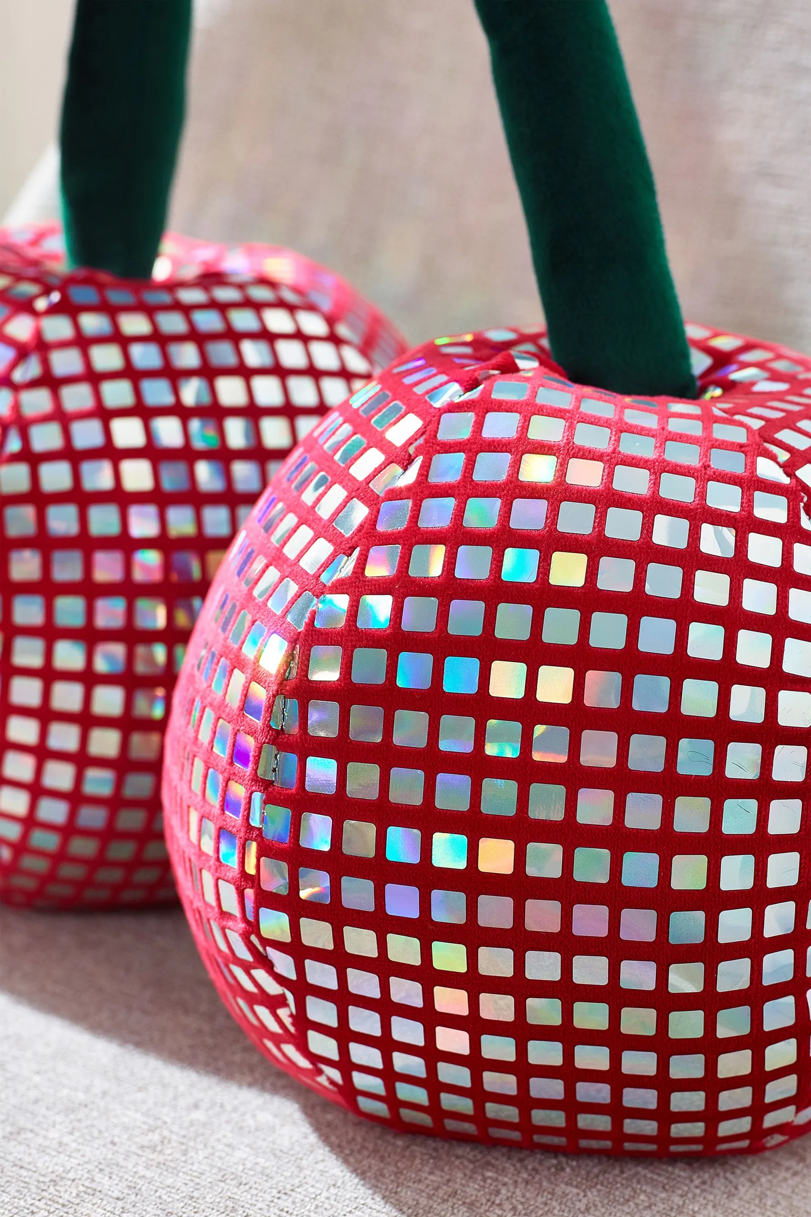 Catherine Lansfield 'Disco Cherries' 3D Shaped Cushion in Pink 2