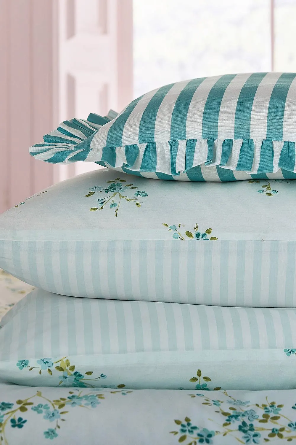 Helena Springfield 'Blossom Print' Cotton Duvet Cover Set in Aqua 5