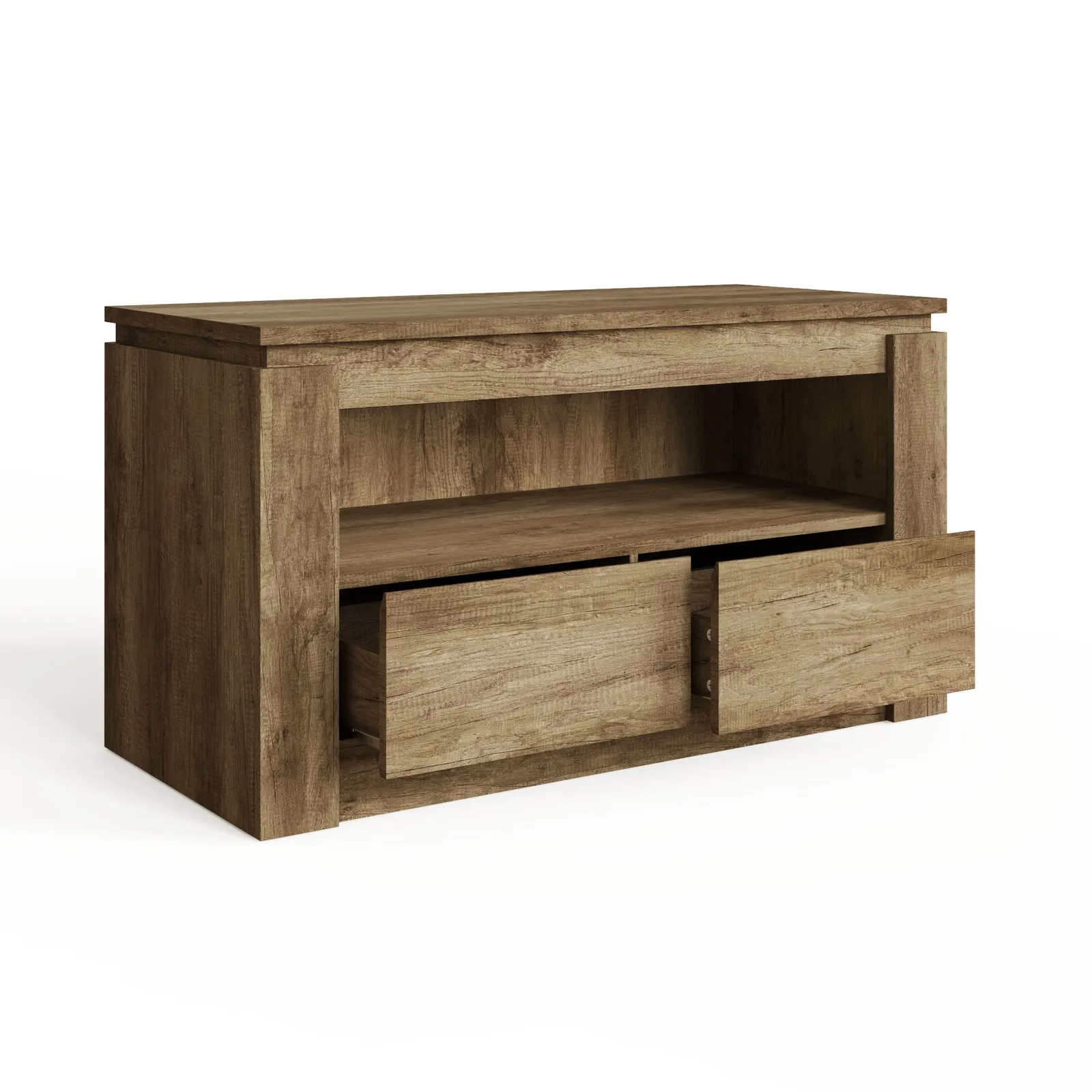 GFW Canyon 2 Drawer TV Unit in Brown 4