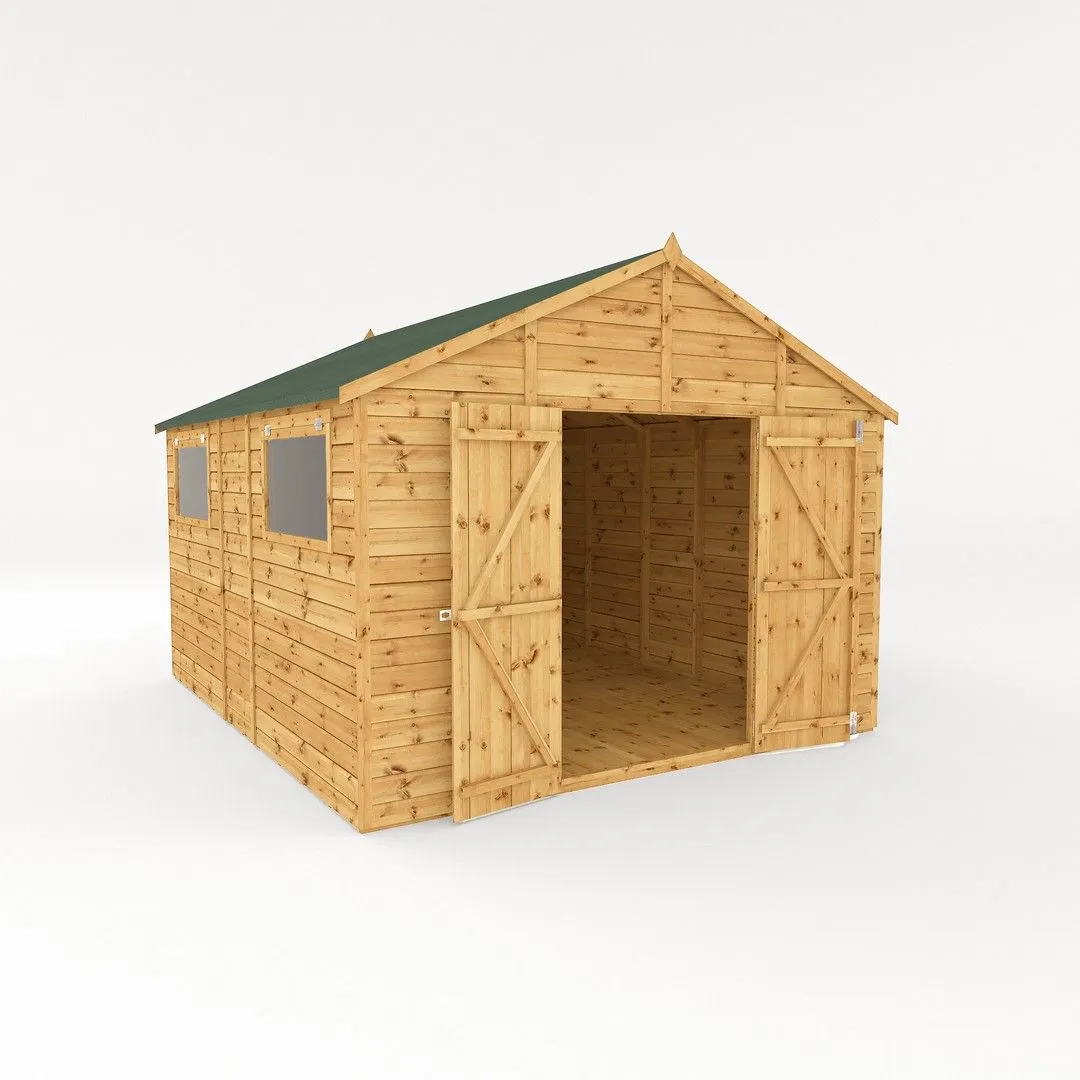 Mercia 12 x 10 Ft Premium Shiplap Apex Workshop - L367.8 x W322.7 x H252.4 cm in Brown 2