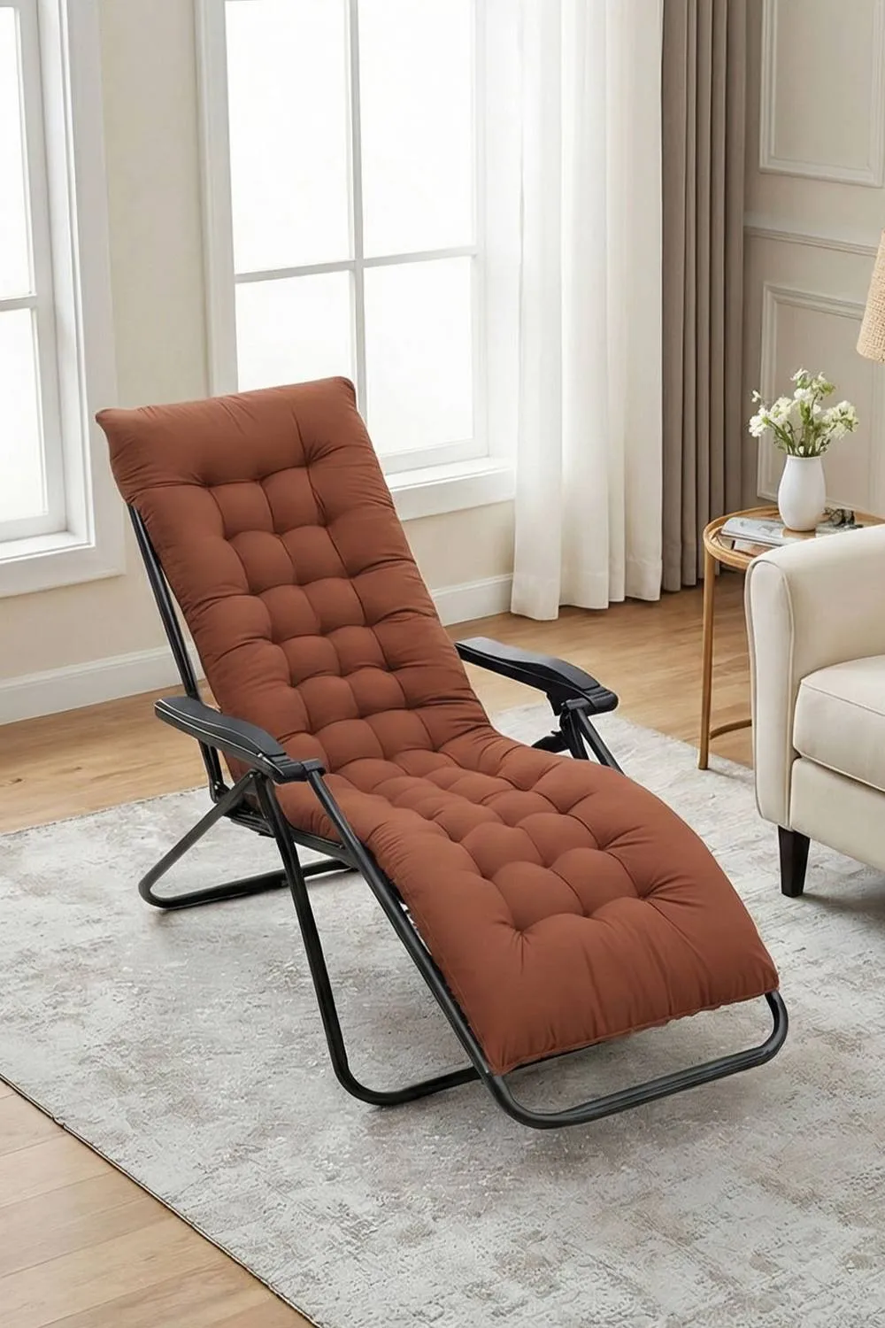 Living and Home 160 cm W x 50cm D Brown Garden Bench Cushion Sun Lounger Seat Cushion