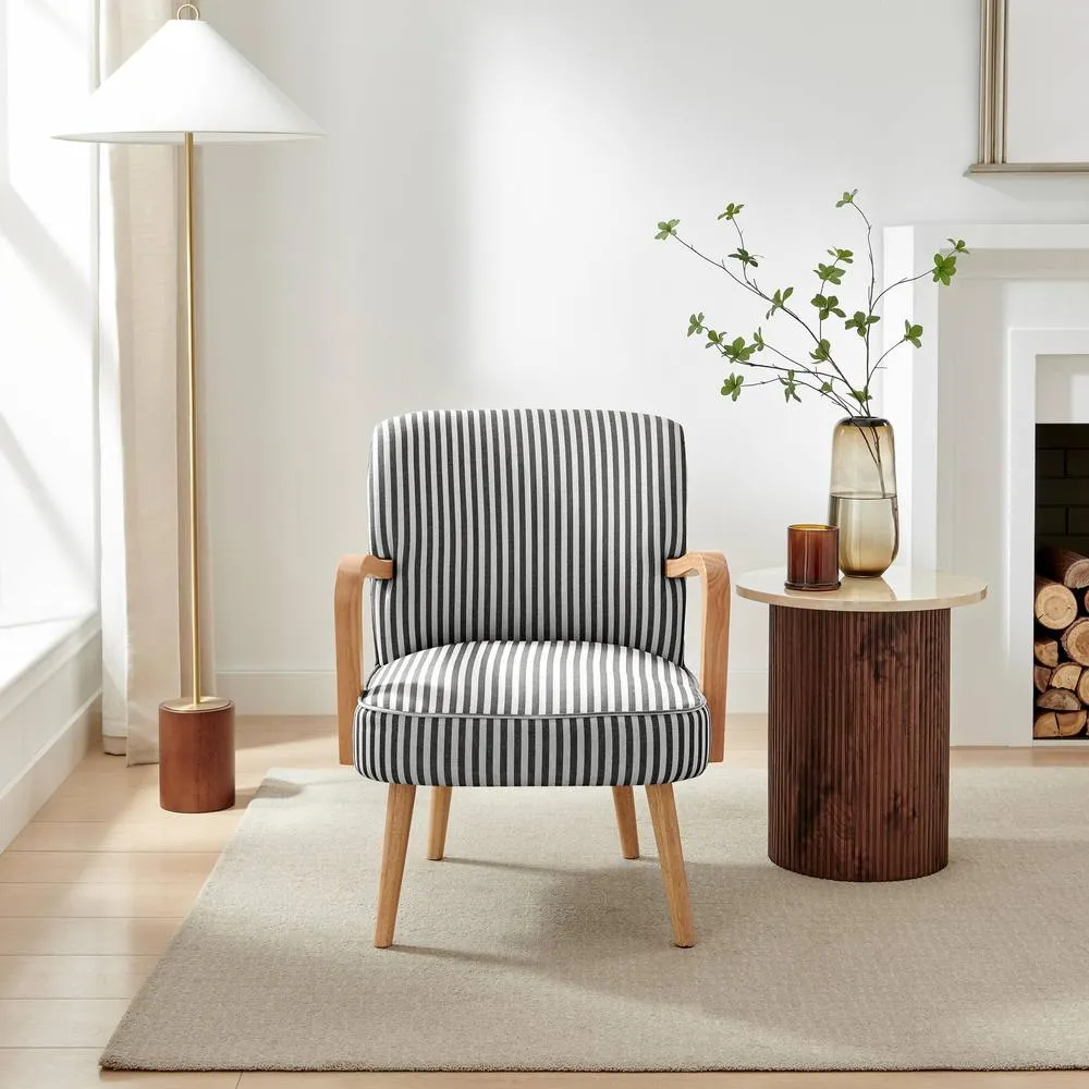 FurnitureboxUK Sylvie Accent Chair with Oak Effect Legs in Black 2