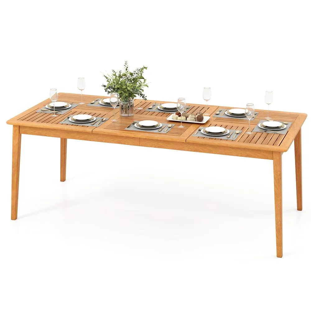 Costway 8-Person Outdoor Acacia Wood Dining Table 80" Rectangular Patio Table in Natural